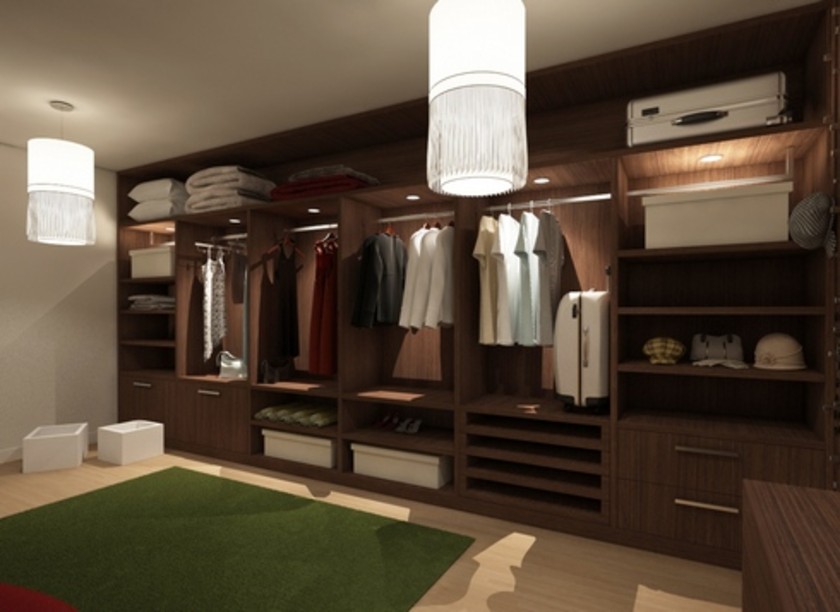Классическая гардеробная комната из массива с подсветкой Сальск